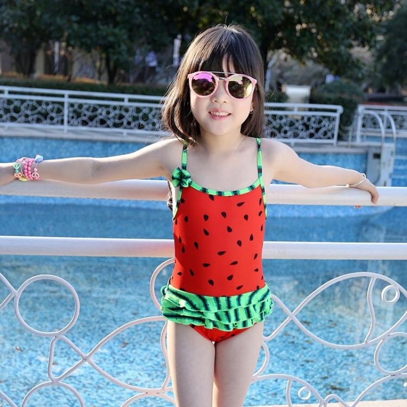 Nơi bán Cute Baby Girl Swimwear One Piece Watermelon Model 75-100cm/2-5Y Girls Swimsuit Kid/children Swimming Suit Free Shipping - intl