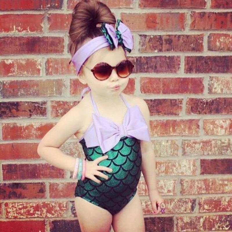 Nơi bán Cute Kids Girls Mermaid Beach Swimming Suit One-piece Swimwear
Bikini With Headband - intl