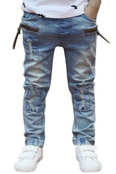 Cyber Kids Children Boys Elastic Waist Jeans Denim Pants (Blue)  