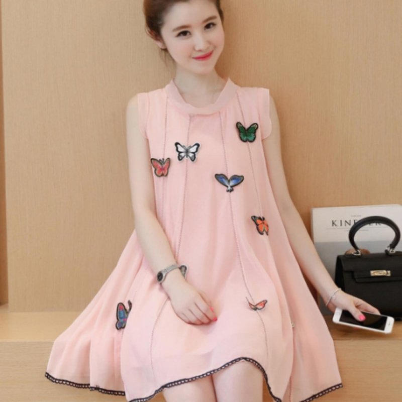 Nơi bán Đầm voan suông form rộng đính bướm xinh BEYEU1688 - ZBY6094 (Hồng)