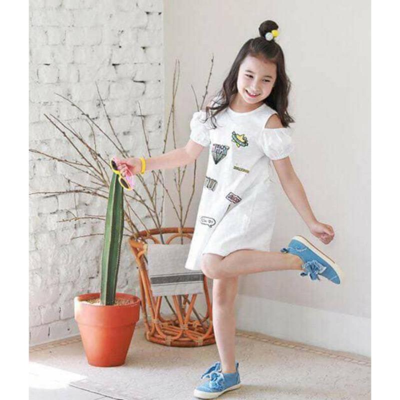Nơi bán Đầm xẻ vai phối họa tiết_Salas Shop