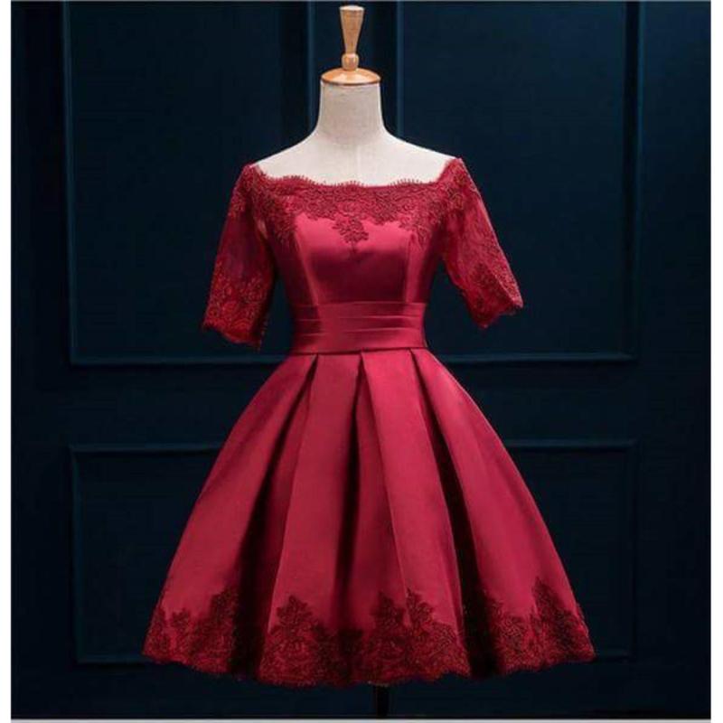 Nơi bán Đầm Xòe Xếp Li Trễ Vai Dự Tiệc Phối Ren Hana Fashion (đỏ đô)