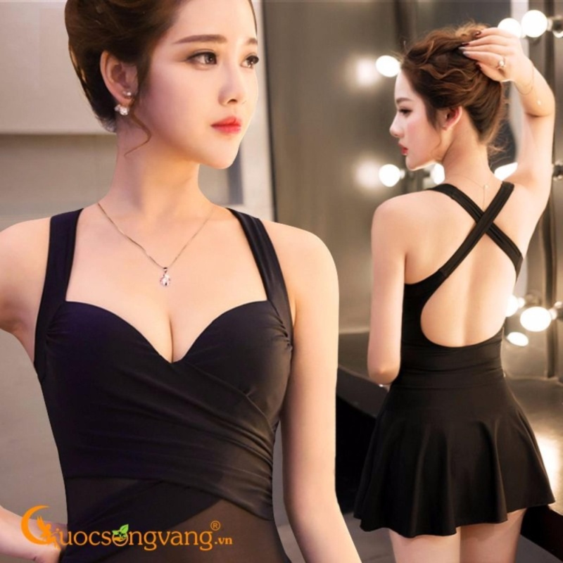 Nơi bán Đồ bơi nữ váy bơi hai mảnh GLSWIM007-Black