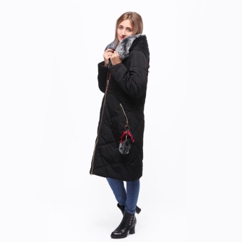 Fashion Women Autumn And Winter Long Hooded Cotton Down jacket - intl  