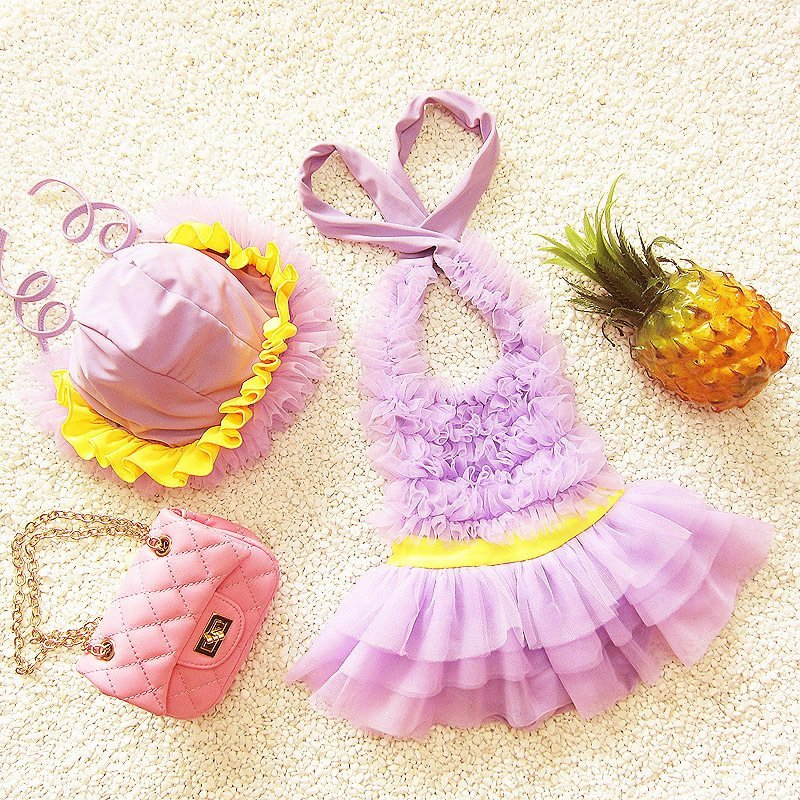 Nơi bán Girls Cute Baby Small Bathing Suits Children Swimwear Baby Skirts Siamese - Purple - intl