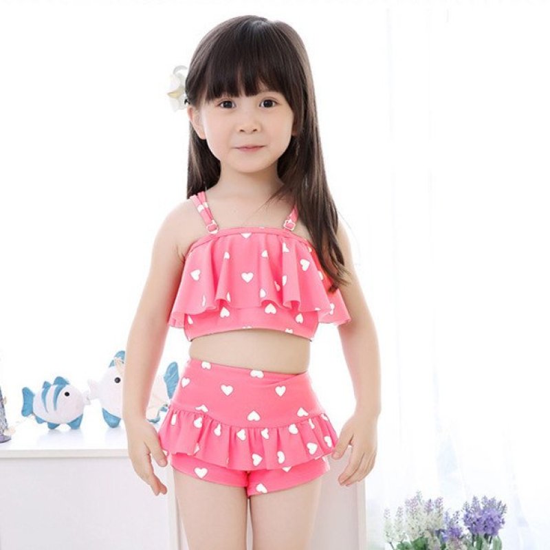 Nơi bán Grandwish Girls Heart-shaped Printing Bikini Swimsuits Adjustable Strap Two Pieces 3T-12T (Pink) - intl