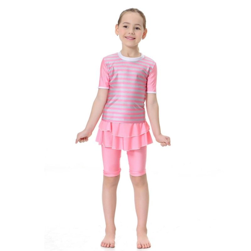 Nơi bán Islamic Kids Swimwear Muslim Girl's Swimsuit Children Short Skirt Sets Print Beachwear - intl