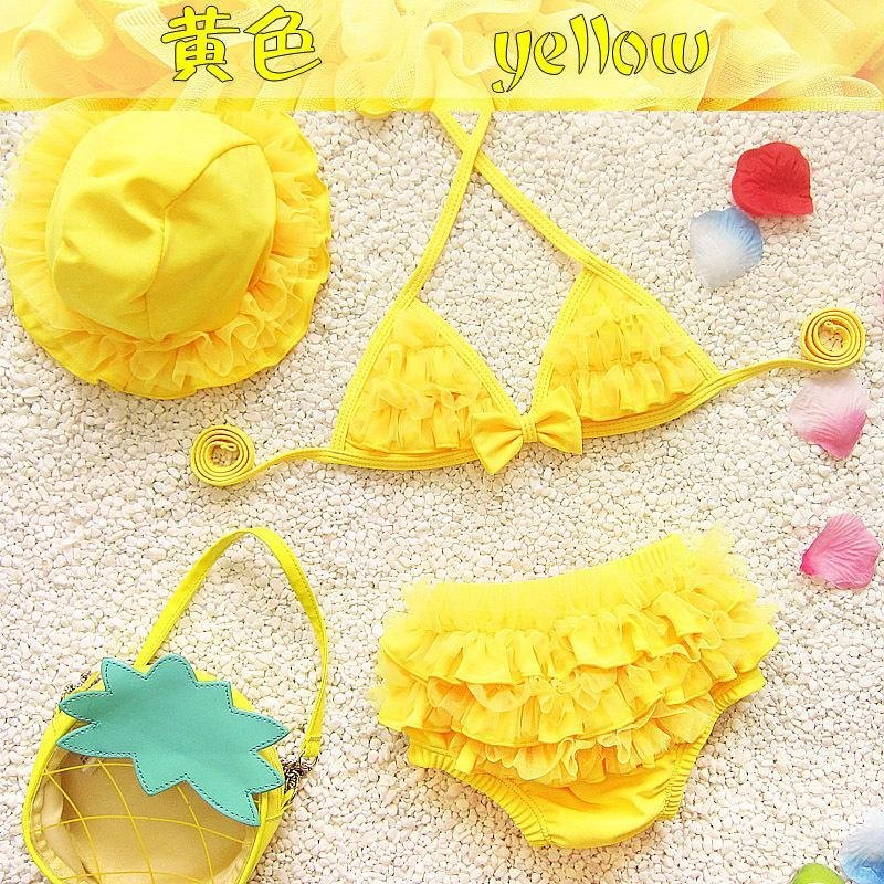 Nơi bán Kid's Baby Bikini Baby Cute Three-piece Split Swimming Suit- Yellow - intl