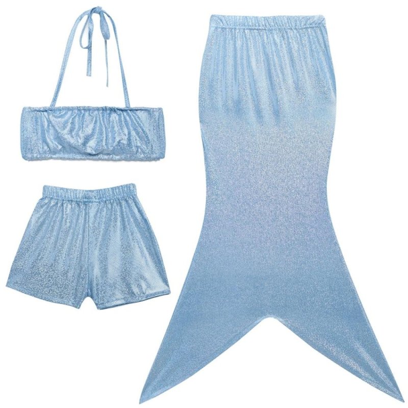 Nơi bán Kids Summer Unique Solid Children Swimsuit 3pcs Top+Shorts+Skirt Swimwear (Blue) - intl