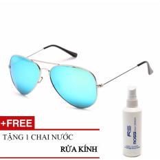 Cách mua Kính mát tròng thủy tinh R140 (Xanh bạc) + Tặng 1 chai nước rửa kính ROSSI Italy Design  