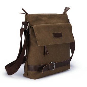Men Fashion Canvas Casual Bag HandBag Shoulder Bags Coffee - intl  