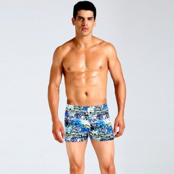 Mens Swimming Trunks Shorts Wear Front Tie Printed Pants Swimsuit - intl