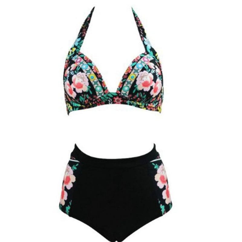 Nơi bán moonar flower print hot women bikini set summer beachwear bathing suit high waist swimwear - intl