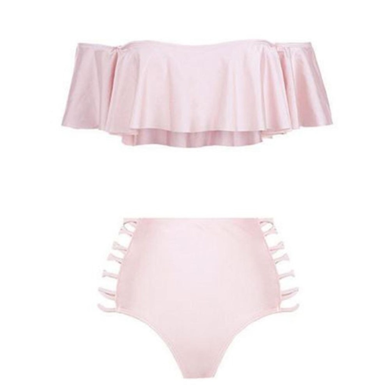 Nơi bán Moonar Women Bikini Set Swimsuit Push-up Padded Bandeau Top & High Waist Bottom Swimwear ( Pink ) - intl