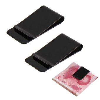 New Stainless Steel Black Slim Pocket Purse Money Clip Holder 2PCS - intl  
