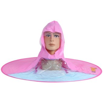 Portable Foldable Rain Coat Umbrella Hat Hands Free for Children Outdoor Activity (Pink M) - intl  