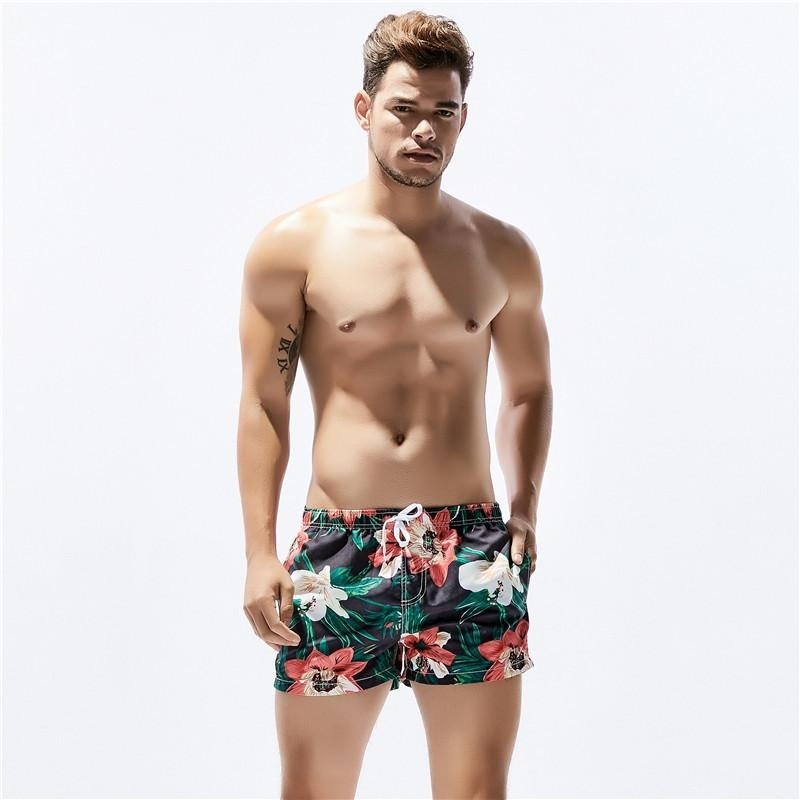 Nơi bán SEOBEAN Men Beach Pants Casual Shorts Quick Dry Seaside Hot Spring Swimming Trunks Flower - intl