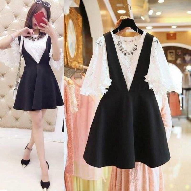 Nơi bán Set Đầm Yếm + Áo Ren Tay Loa Hana Fashion