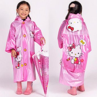 South Korean Children Waterproof Raincoat Poncho With Schoolbag Bag For Boys Girls With Inflatable Brim Of Hat - intl  