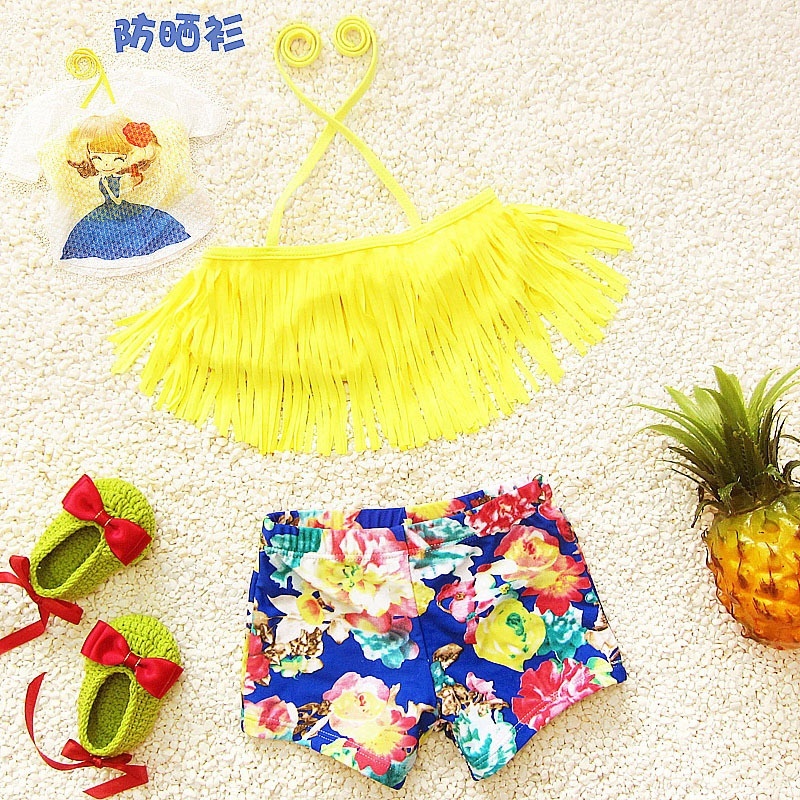 Nơi bán Summer Fashion Kids Swimming Suit Floral Pattern Print Design Lovely Cratoon Children's Swimwear - Yellow - intl