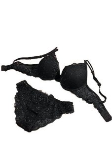 Sunweb Lace Push Up Bra and Underwear (Black) - intl  
