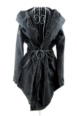 Mã giảm giá Sunweb Outerwear Hooded Long Jeans Denim Trench Coat Jacket (Black) – intl  giảm giá