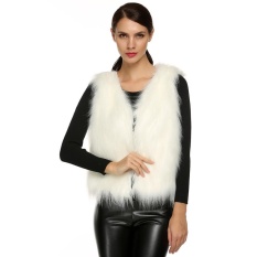 Giá Toprank ACEVOG Women Fashion Casual Sleeveless Cardigan Solid Warm Faux Fur Vest Coat ( White ) – intl   Toprank shop