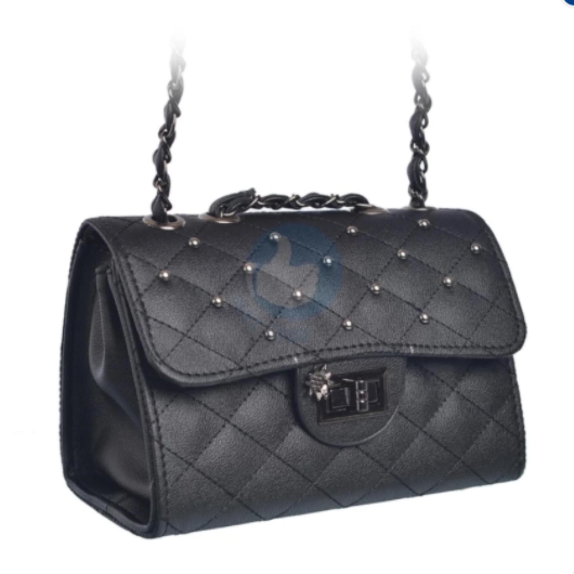 Túi xách đeo chéo nữ khóa xoay hình hoa verygood MS4 - màu đen