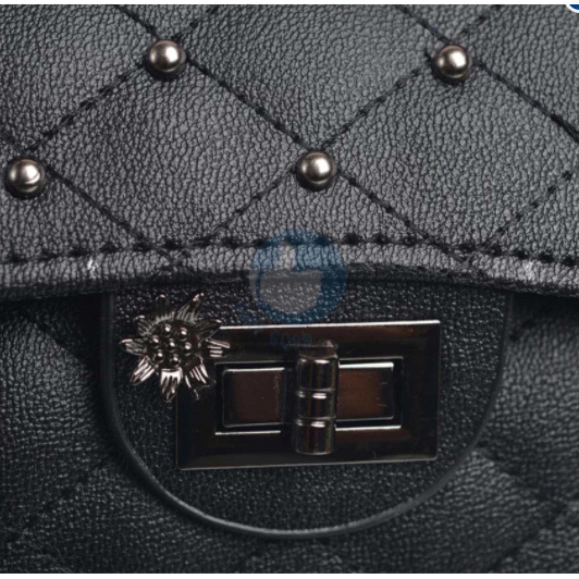 Túi xách đeo chéo nữ khóa xoay hình hoa verygood MS4 - màu đen