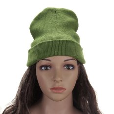 Giảm Giá Unisex Knitted Plain Beanie Hiphop Cap Skull Cuff Winter Hat Crochet Solid Color Green – Intl – intl   Qiaosha