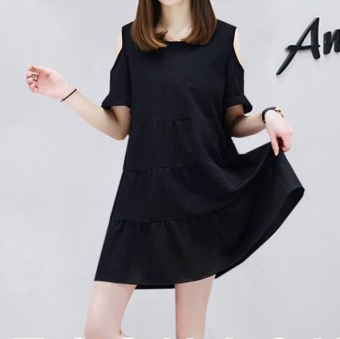 UR Korea Korean fashion large size A word dress Black - intl  