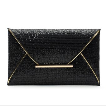 US Women Sequins Evening Party Glitter Envelope Bag Purse Clutch Handbag Satchel Black - intl  