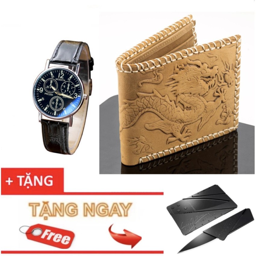 Ví nam da bò thật 100% chạm Rồng nổi Ancom GL V999 Sang trọng đẳng cấp (Da bò Nâu) +...