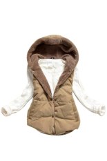 Không tốn kém mua Women Plus Size Slim Jacket Hoodie Vest Coat Waistcoat (Brown) – intl  