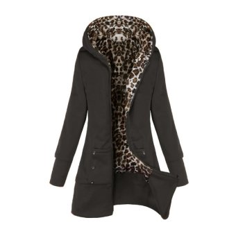 Zanzea 2017 New Euroepan Style Women Fashion Long Sleeve Zipper Hooded Winter Warm Coat Female Leopard Fleece Jacket Outerwear Deep...