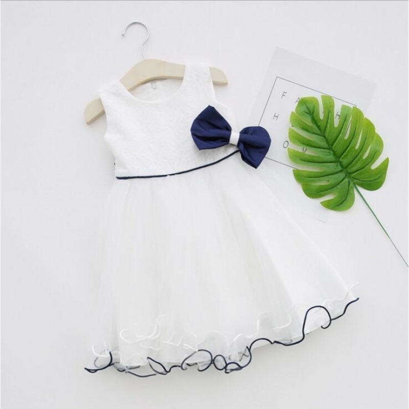 Nơi bán ZH Girls Dress Lace Yarn Bowknot Children Sleeveless Dress White - intl
