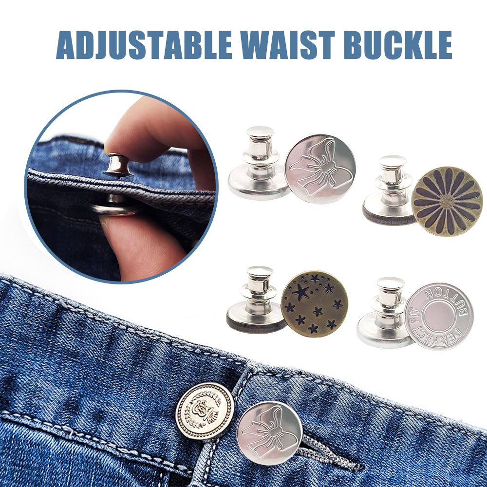 4/ 8pcs Adjustable Detachable Jeans Pin Buttons Nail Sewing-free