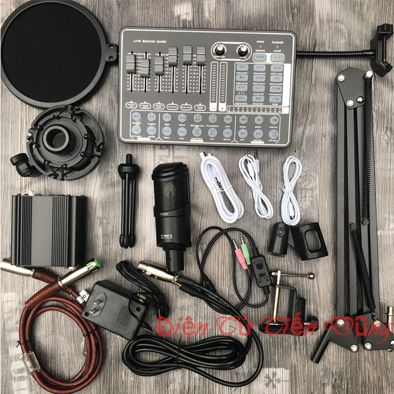 COMBO mic thu âm Takstar PC-K320 và sound card h9 chân đế màng màng 2