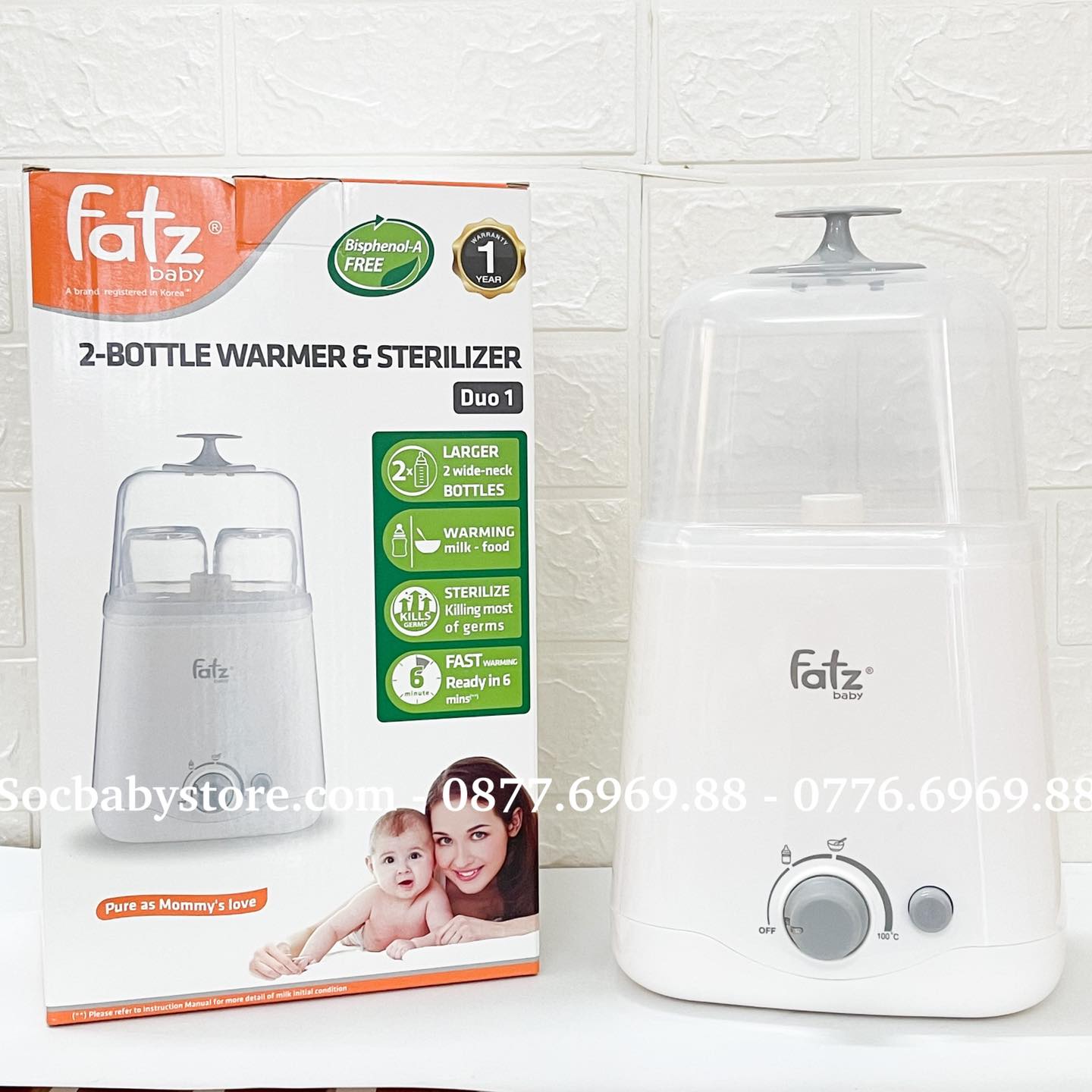 Máy Hâm Sữa Duo Máy Hâm Sữa Và Tiệt Trùng Fatzbaby Mono (FB3001TN)
