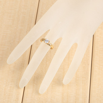 18K Gold Plating Zircon Inlaid Ring 17MM April 2018 - 3 18K Gold Plating Zircon Inlaid Ring 17MM - 3