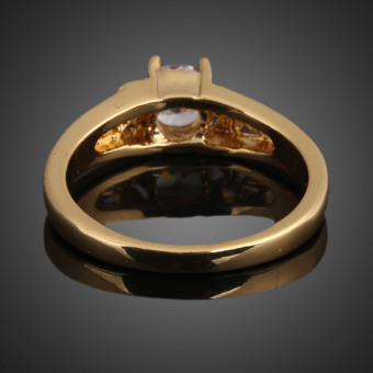 18K Gold Plating Zircon Inlaid Ring 17MM April 2018 - 2 18K Gold Plating Zircon Inlaid Ring 17MM - 2