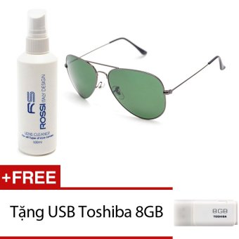 Bộ 1 kính mát nam và 1 chai nước rửa kính MKH 3026 (Đen) + Tặng 1 USB Toshiba 8GB...