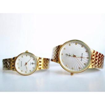 Bộ 2 đồng hồ Baishuns dây thép mạ vàng cao cấp không gỉ (bộ đôi)  