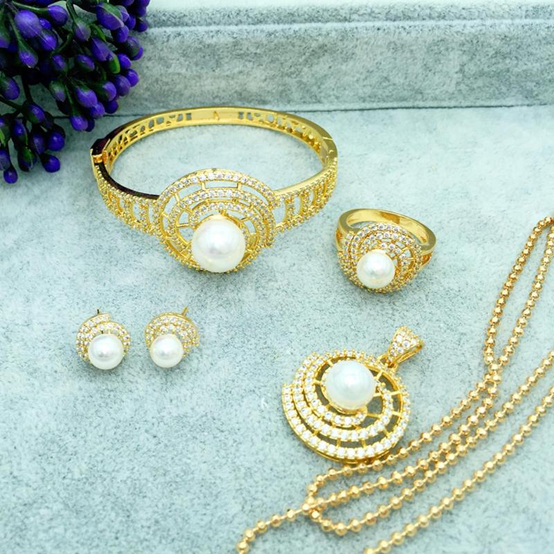 Bộ Trang Sức Xi Vàng 18k Ngọc Trai Xoắn Ốc Gadoshop