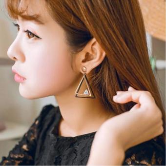 Bông tai nữ dáng dài tam giác hai màu quí phái cao cấp Hàn Quốc HKE-1606083  