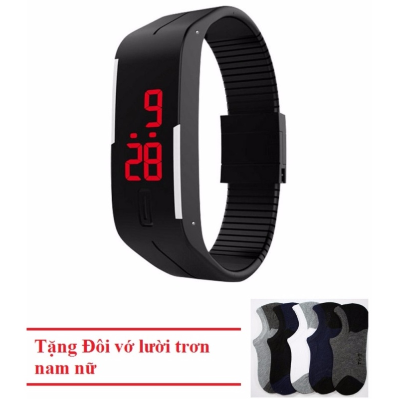 Đồng hồ đèn led thể thao (Đen) + Tặng Đôi vớ lười trơn bán chạy