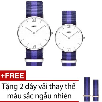 Đồng hồ đôi dây vải Nato NARY - CH024 (DTD-B) + Tặng 2 dây vải thay thế màu sắc ngẫu...