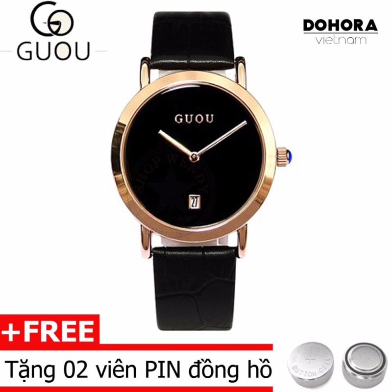 Đồng hồ hàn quốc nữ dây da Guou 1001 có lịch ngày bán chạy