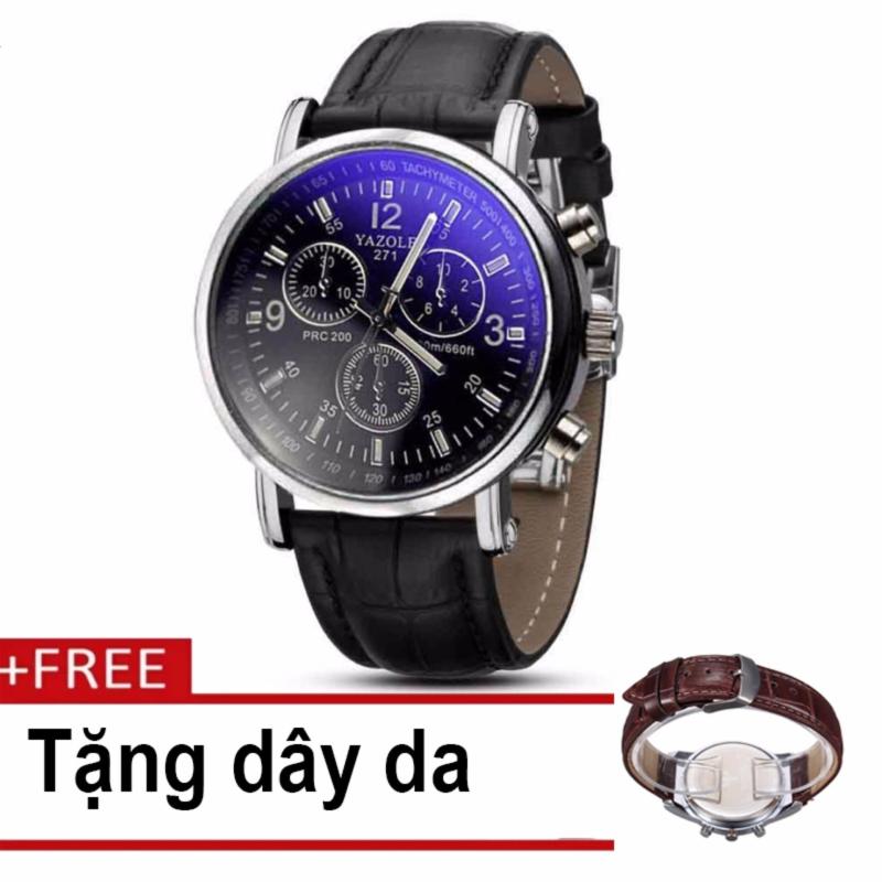 Nơi bán Đồng hồ nam dây da 9070 YZ271C0102G mặt đen dây đen (tặng dây da Skmei)