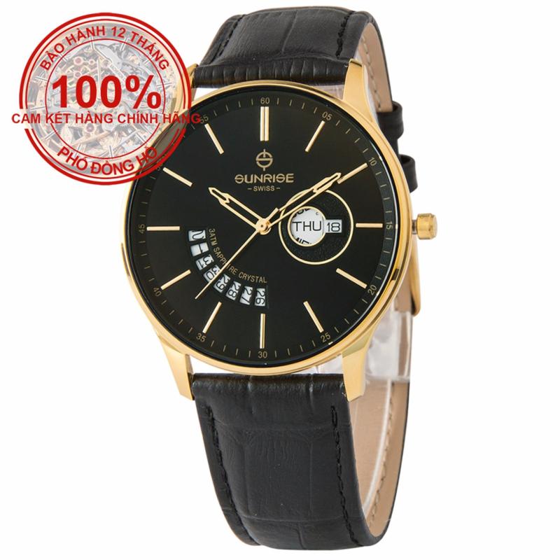 Nơi bán Đồng hồ nam dây da mặt kính sapphire chống xước Sunrise DM1127MK-GL D